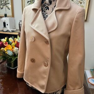 Talbots satin Beige Double-Breasted jacket